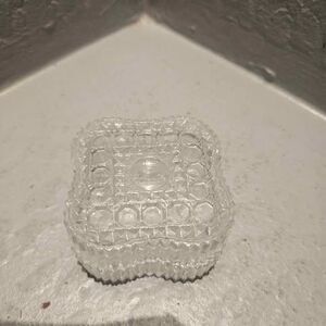 Borgonovo Pressed Square Glass Trinket Jewelry Box With Circles 2 1/2" Diameter